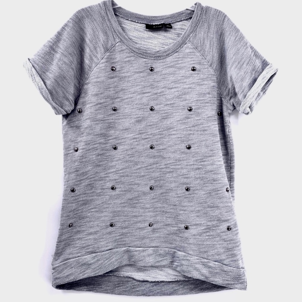 ANA Short Sleeves Raglan Sweatshirt Gray Studded